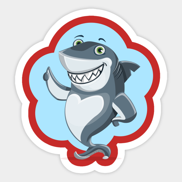 Smiling Shark Gives a Thumbsup Sticker by PatrioTEEism